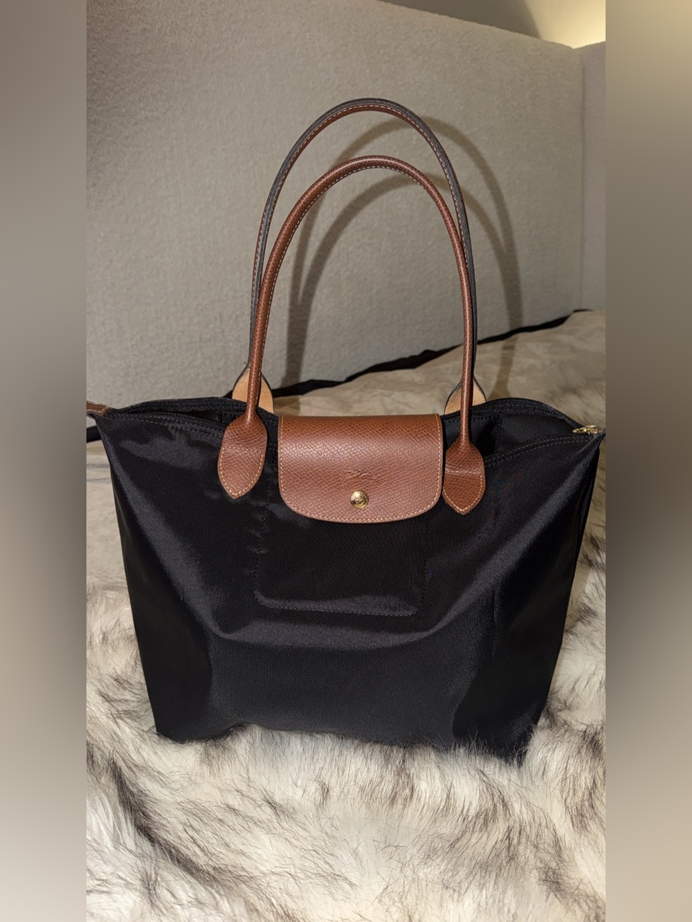 Longchamp Le Pliage Original Medium Black Nylon Shoulder Tote